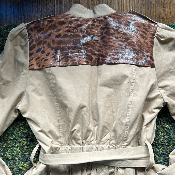 Virus y2k Leopard Print Trench Coat - Picture 5 of 5